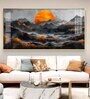 Sun Rise In Black Mountain Glass Finish Horizontal Wall Art