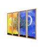 Sun Tree Multicolour Canvas Framed Landscape Art Panel Set of 4