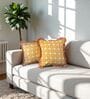 Yellow Floral Cotton Ruffle 18x18 inches Cushion Covers Set of 2