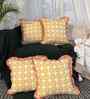 Yellow Floral Cotton Ruffle 18x18 inches Cushion Covers Set of 4