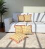 Yellow Floral Cotton Ruffle 18x18 inches Cushion Covers Set of 5