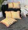 Yellow Floral Cotton Ruffle 18x18 inches Cushion Covers Set of 5