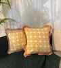 Yellow Floral Cotton Ruffle 18x18 inches Cushion Covers Set of 2