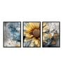 Sunflower Multicolour Canvas & MDF (Set of 3) Framed Art Panels