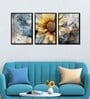 Sunflower Multicolour Canvas & MDF (Set of 3) Framed Art Panels
