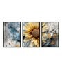 Sunflower Multicolour Canvas & MDF (Set of 3) Framed Art Panels