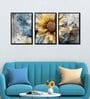 Sunflower Multicolour Canvas & MDF (Set of 3) Framed Art Panels