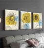 Sunflower Multicolour Engineered Wood (Set of 3) Art Panels