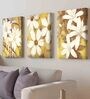 Floral White Engineered Wood (Set of 3) Art Panels