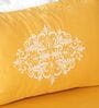 Sunlit Gold 300TC 100% Cotton Solid Flat Embroidered Super King Bedsheet With 2 Pillow Covers