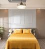 Sunlit Gold 300TC 100% Cotton Solid Flat Embroidered Super King Bedsheet With 2 Pillow Covers