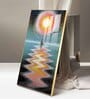 Sunlit Voyage Glass Finish Vertical Wall Art