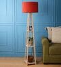 Sunny 3 Shelves Floor Lamp In Natural Wood Color Finish