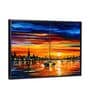 Sunset Seascape Multicolour Synthetic Wood Framed Canvas Wall Painting