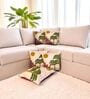 Brown Floral Cotton Embroidered 18x18 inches Cushion Covers Set of 5