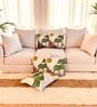 Brown Floral Cotton Embroidered 18x18 inches Cushion Covers Set of 5