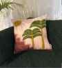Brown Floral Cotton Embroidered 18x18 inches Cushion Cover