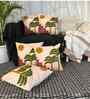 Brown Floral Cotton Embroidered 18x18 inches Cushion Covers Set of 5