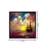 Sunset With Boat And Ship Modern Art Canvas Art Print