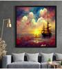 Sunset With Boat And Ship Modern Art Canvas Art Print