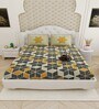 Grey And Yellow Traditional print 144 TC Cotton King Size  Bedsheet With 2 Pillow Cover