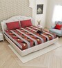 Maroon Traditional print 144 TC Cotton King Size  Bedsheet With 2 Pillow Cover