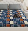 Blue Traditional print 144 TC Cotton King Size  Bedsheet With 2 Pillow Cover