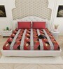 Maroon Traditional print 144 TC Cotton King Size  Bedsheet With 2 Pillow Cover