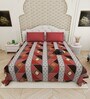 Maroon Traditional print 144 TC Cotton King Size  Bedsheet With 2 Pillow Cover