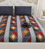 Blue Traditional print 144 TC Cotton King Size  Bedsheet With 2 Pillow Cover