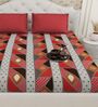 Maroon Traditional print 144 TC Cotton King Size  Bedsheet With 2 Pillow Cover