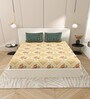 Yellow Floral 144 TC Cotton King Size  Bedsheet With 2 Pillow Cover