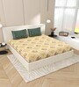 Yellow Floral 144 TC Cotton King Size  Bedsheet With 2 Pillow Cover