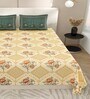 Yellow Floral 144 TC Cotton King Size  Bedsheet With 2 Pillow Cover