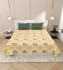Yellow Floral 144 TC Cotton King Size  Bedsheet With 2 Pillow Cover