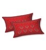 Grey And Red Floral 144 TC Cotton King Size  Bedsheet With 2 Pillow Cover