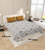 Blue Floral 144 TC Cotton King Size  Bedsheet With 2 Pillow Cover