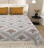 Blue Floral 144 TC Cotton King Size  Bedsheet With 2 Pillow Cover