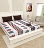 White Traditional print 144 TC Cotton King Size  Bedsheet With 2 Pillow Cover