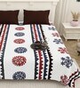 White Traditional print 144 TC Cotton King Size  Bedsheet With 2 Pillow Cover