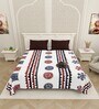 White Traditional print 144 TC Cotton King Size  Bedsheet With 2 Pillow Cover