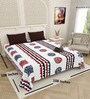 White Traditional print 144 TC Cotton King Size  Bedsheet With 2 Pillow Cover