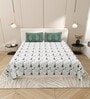 Green Block Print  144 TC Cotton King Size  Bedsheet With 2 Pillow Cover