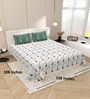 Green Block Print  144 TC Cotton King Size  Bedsheet With 2 Pillow Cover