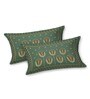 Green Block Print  144 TC Cotton King Size  Bedsheet With 2 Pillow Cover