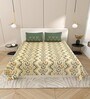Green Block Print  144 TC Cotton King Size  Bedsheet With 2 Pillow Cover