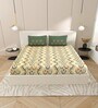 Green Block Print  144 TC Cotton King Size  Bedsheet With 2 Pillow Cover