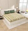 Green Block Print  144 TC Cotton King Size  Bedsheet With 2 Pillow Cover