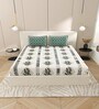 Green Traditional print 144 TC Cotton King Size  Bedsheet With 2 Pillow Cover