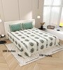 Green Traditional print 144 TC Cotton King Size  Bedsheet With 2 Pillow Cover